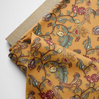 Yellow shuka Kalamkari-Pure Linen