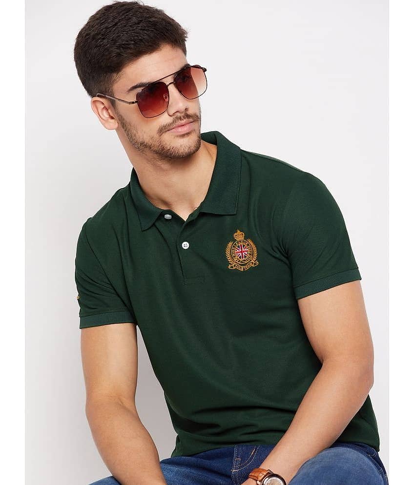 Riss Pack of 1 Cotton Blend Regular Fit Solid Half Sleeves Men's Polo T Shirt ( Olive )