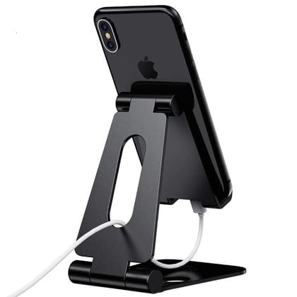 ELV Aluminum Adjustable Mobile Phone Foldable Holder Tabletop Stand, Dock Mount for All Smartphones, Tabs, Kindle, iPad (Black) ELV Aluminum Adjustable Mobile Phone Foldable Holder Tabletop Stand, Dock Mount for All Smartphones, Tabs, Kindle, iPad (Black