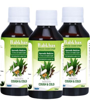 Babuline Babkhas Adulsa Cough Tonic 100ml, Pack of 3 | Get Ayurvedic Relief from Throat Issue, Chest Congestion, All Types Of cough & Cold | Goodness Of Haldi Sunth Turmeric Dry Ginger