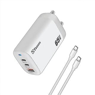 TP TROOPS 65W GAN DESKTOP FAST CHARGER  GaN  Quick 3 Port Charger C+C+A 65W US Folding