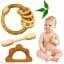 Neem Wood Baby Ring Rattle With Dumbbell Shape and Cloud Shape Teether 100% Antibacterial and Antiallergic