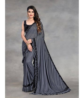 A TO Z CART Lycra Embellished Saree With Unstitched Blouse Piece ( Wine )