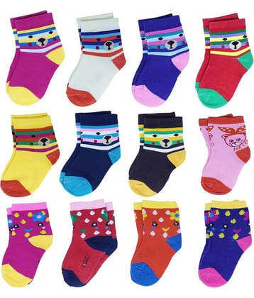 FOK Baby Cotton Socks From 11 To 12 Years - Pack of 12, Random Color