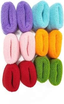 Aliza Aainaa Fancy Cotton Wollen Bun Ponytail Thick Rubber Band for Women and Girls Multi-Colored Pack of 12