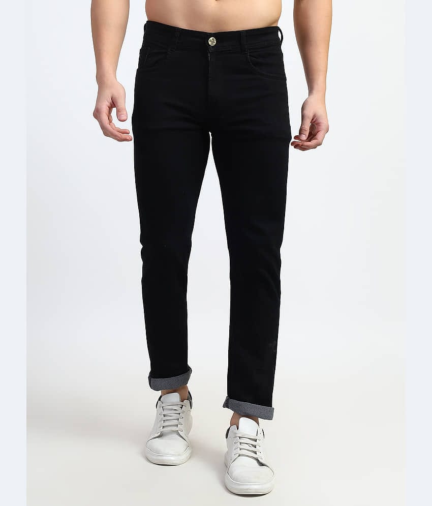 plounge Slim Fit Cuffed Hem Men's Jeans - Black ( Pack of 1 )
