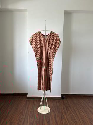 Maroon & Beige Striped Tunic-L