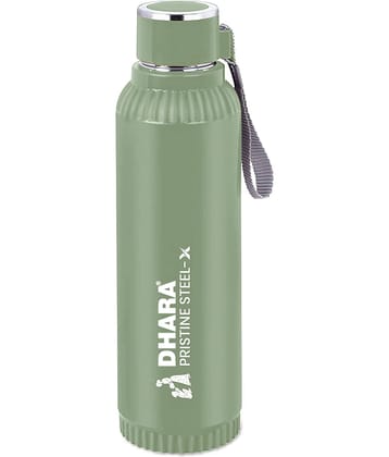 Dhara Stainless Steel Quench  Water Bottle Inner Steel Outer Plastic Dark Green Steel Water Bottle 700 mL ( Set of 1 )