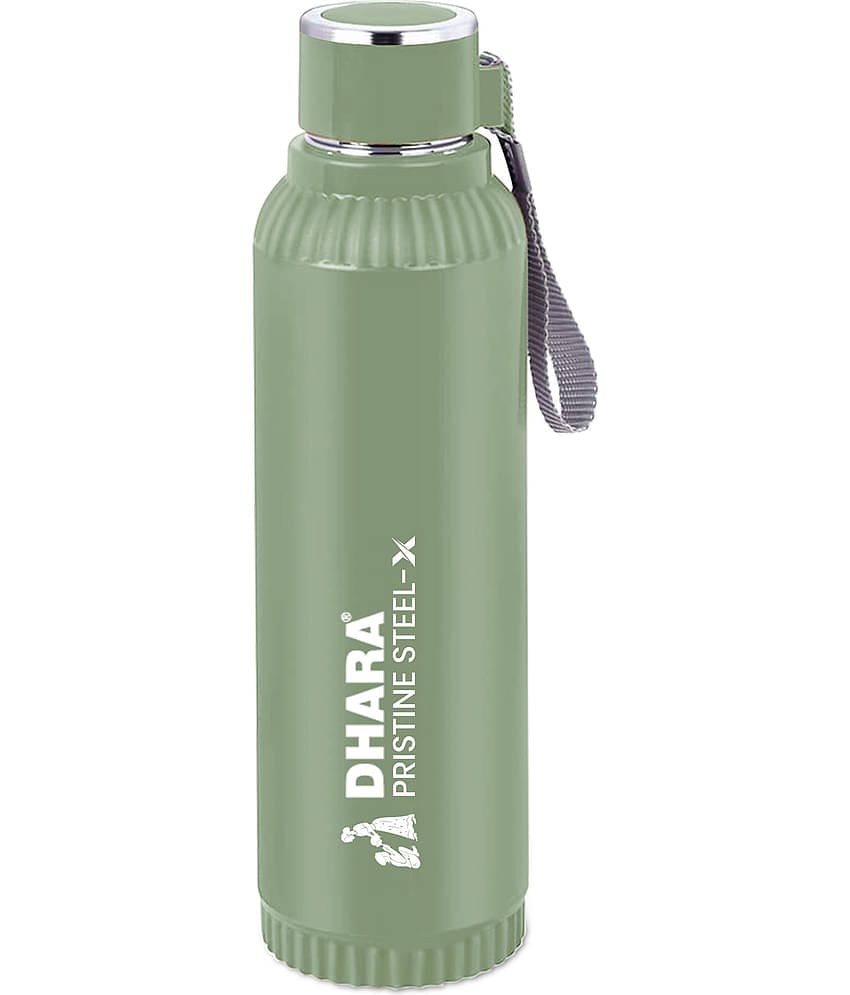 Dhara Stainless Steel Quench  Water Bottle Inner Steel Outer Plastic Dark Green Steel Water Bottle 700 mL ( Set of 1 )