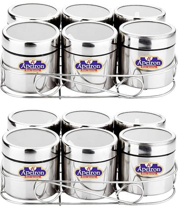 APEIRON Masala 6 big Steel Spice Container Set of 12 350 mL