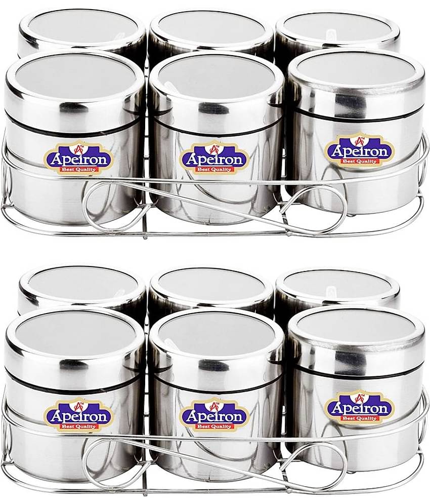 APEIRON Masala 6 big Steel Spice Container Set of 12 350 mL
