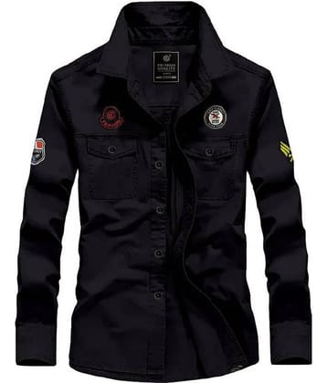 VENIZ WESTERN WEAR Cotton Blend Regular Fit Solids Full Sleeves Men's Casual Shirt - Black ( Pack of 1 )