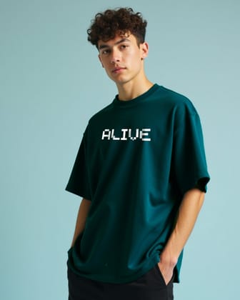 Alive Teal Blue Oversized Men's Tshirt - M