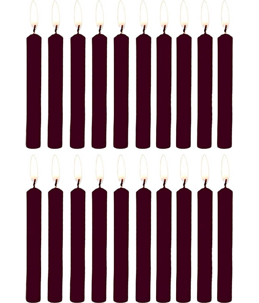 PROSPERRO LUMO - Brown Unscented Tapered Candle 10 cm ( Pack of 20 )