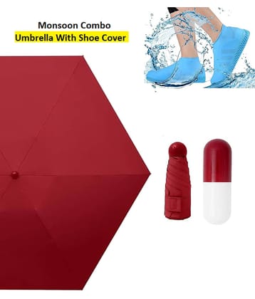 THRIFTKART Maroon 1 Fold Umbrella