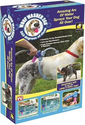 BlingPets Woof Washer 360 Degrees, Easy Dog Bathing Tool, Wash & Rinse Modes with Connects to Hose for Small, Medium and Large Dogs