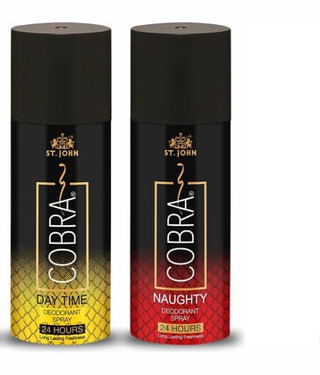 ST.JOHN Cobra Day Time & Naughty Deodorant Spray for Men 150ml Each (300ml)- Pack of 2
