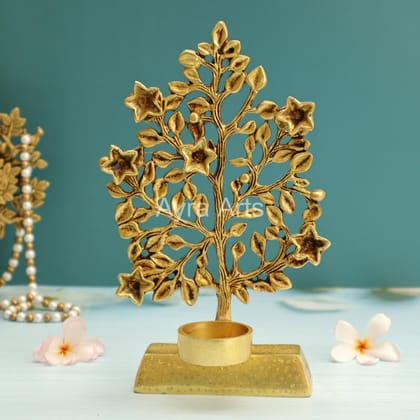 Brass Kalpvriksha Tree With Diya And Candle Holder for Home Decor - 9.6 Inch height Brass Kalpvriksha Tree With Diya And Candle Holder for Home Decor - 9.6 Inch height