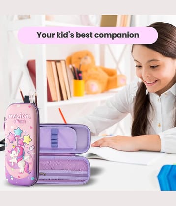 Villy Unicorn Canvas Pencil Case for Kids, Kids Pencil Pouch