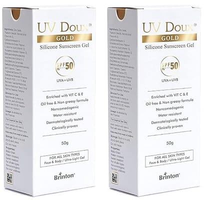 Brinton UV Doux Gold Silicone Sunscreen Gel SPF 50 pa+ + + UVA 50 g x Pack of 2