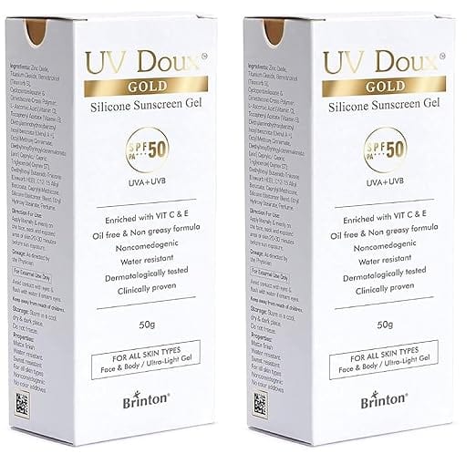 Brinton UV Doux Gold Silicone Sunscreen Gel SPF 50 pa+ + + UVA 50 g x Pack of 2
