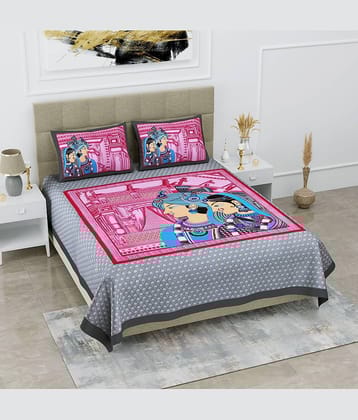 Cosito Cotton 1 Double Bedsheet with 2 Pillow Covers ( Grey )