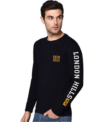 LONDON HILLS Pack of 1 Cotton Blend Regular Fit Men's T-Shirt ( Black )