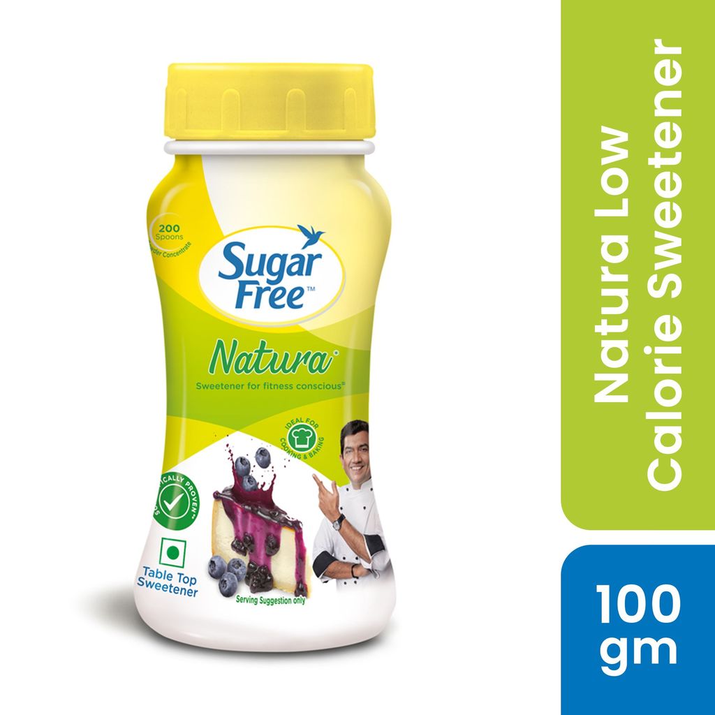 Sugar Free Natura, 100g Jar | Equivalent to Sweetness from 1Kg Sugar |100% Safe| Scientifically Proven & Tested|Sweet like Sugar but with zero calories|