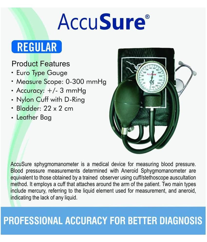 Accusure Regular Aneroid Sphygmomanometer with Stathoscope