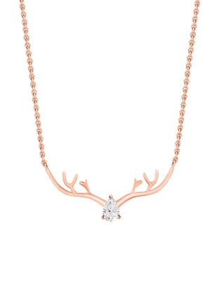 Rose Gold American Diamond Deer Necklace For Women