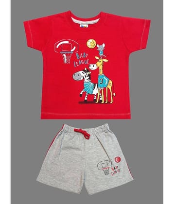 Kideon Pack of 1 Baby Boys Cotton T-Shirt & Shorts ( Red )