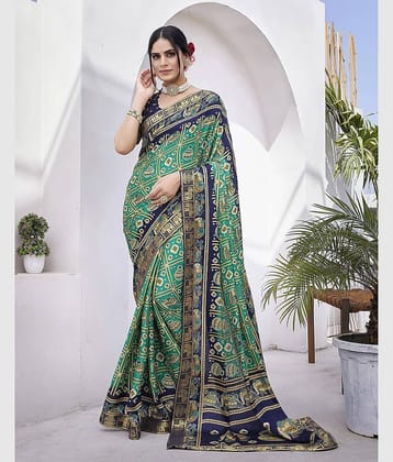 Yashika Silk Printed Regular Saree With Unstitched Blouse Piece ( Blue )