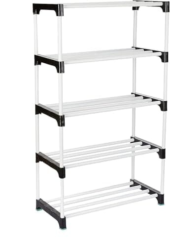 Multi Tier Shoe Rack Stand for Home Entryway - Multi Tier Stackable Shoe Organizer with Metal Frame and