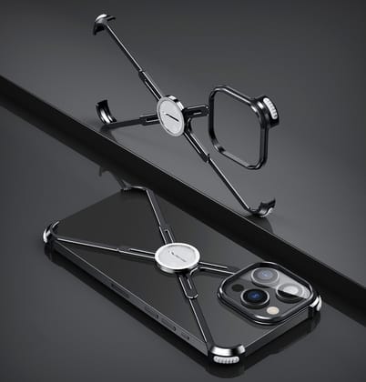 Luxury Metal Frame Shape Bumper Case By iSerieshub Compatible For iPhone-iPhone 14 Pro Max / Black