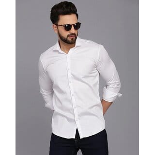 Baleshwar Mens White Slim Fit Casual Shirt (Pack of 1)