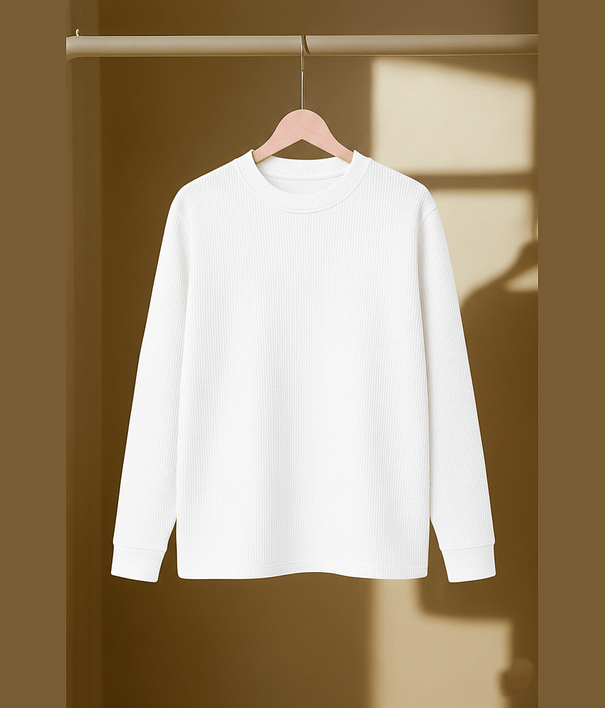 Try This Cotton Blend Round Neck Men's Sweatshirt - White ( Pack of 1 )