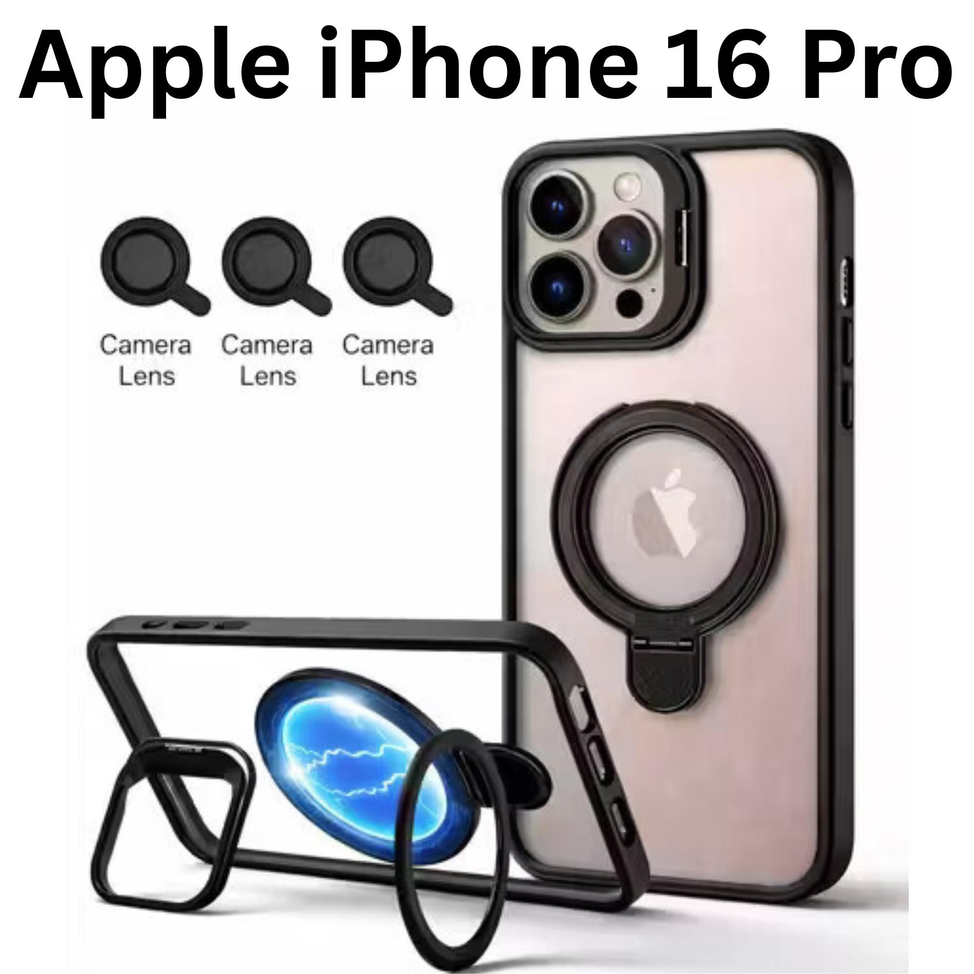 Mobile Cover for Apple iPhone 16 Pro Mobile Phone | Hybrid (PC + TPU) case | Dual Stand Case with MagSafe Support and Camera Lens Protector