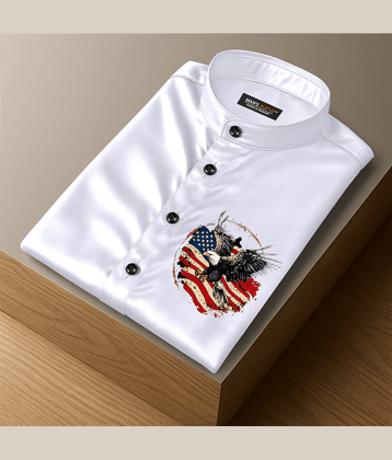MANS'S SUITUP Satin Regular Fit Printed Full Sleeves Men's Casual Shirt - White ( Pack of 1 )