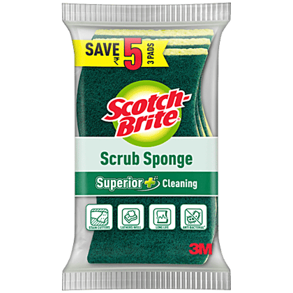 Scotch brite Scrub Sponge, Utensil Sponge Scrubber for Dishwash cleaning, 2 pcs
