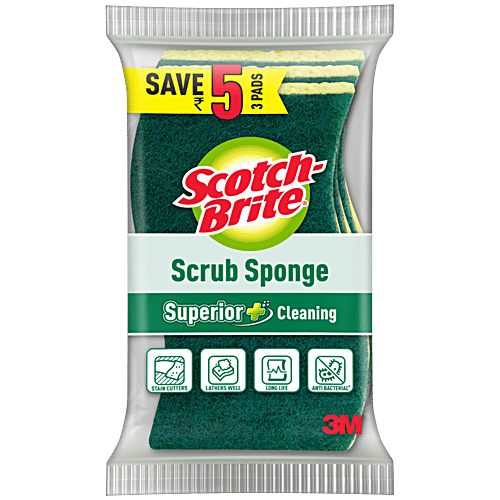Scotch brite Scrub Sponge, Utensil Sponge Scrubber for Dishwash cleaning, 2 pcs