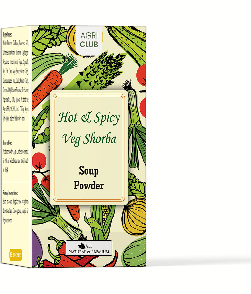 Agri Club Hot & Spicy Veg Shorba Soup Powder Instant Mix 15 Sachets 225 gm