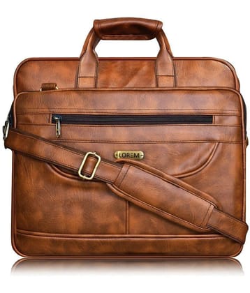 Lorem Tan Faux Leather Office Bag - Tan