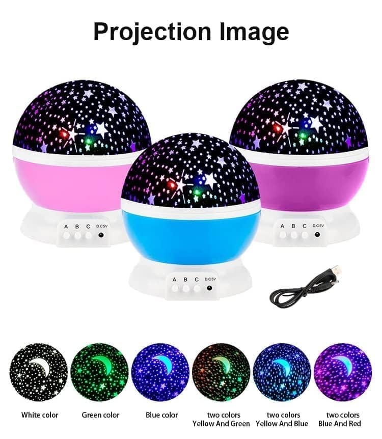 Denzcart Star Master Night Light Projector, USB Cable Included - Ideal for Kids Room, Baby-Safe Plastic, 8 Modes, Moon and Stars Romantic Projector (Multi Color, Pack of 1)