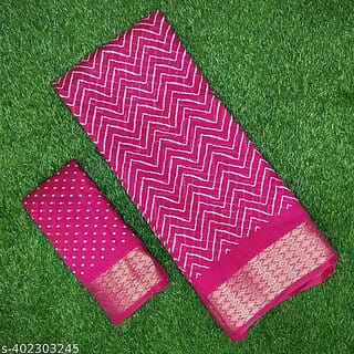 Pink Colour Zigzag Printed  Print Zari Border Dola Silk Saree With Blouse Piece