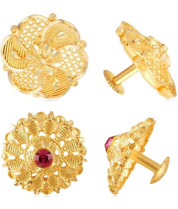 Vighnaharta - Golden Stud Earrings ( Pack of 2 )