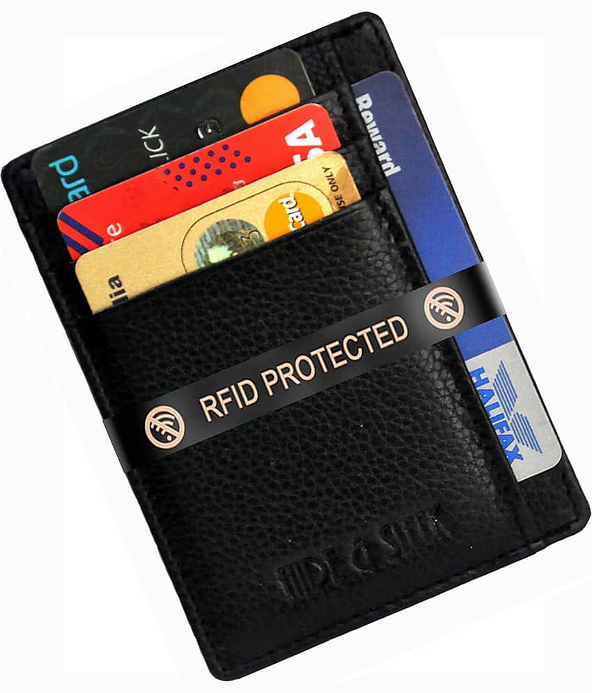 Black Genuine Leather Men Business Card Holder