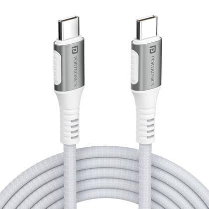 Portronics Konnect Y Type C To Type C Fast Charging Cable - White