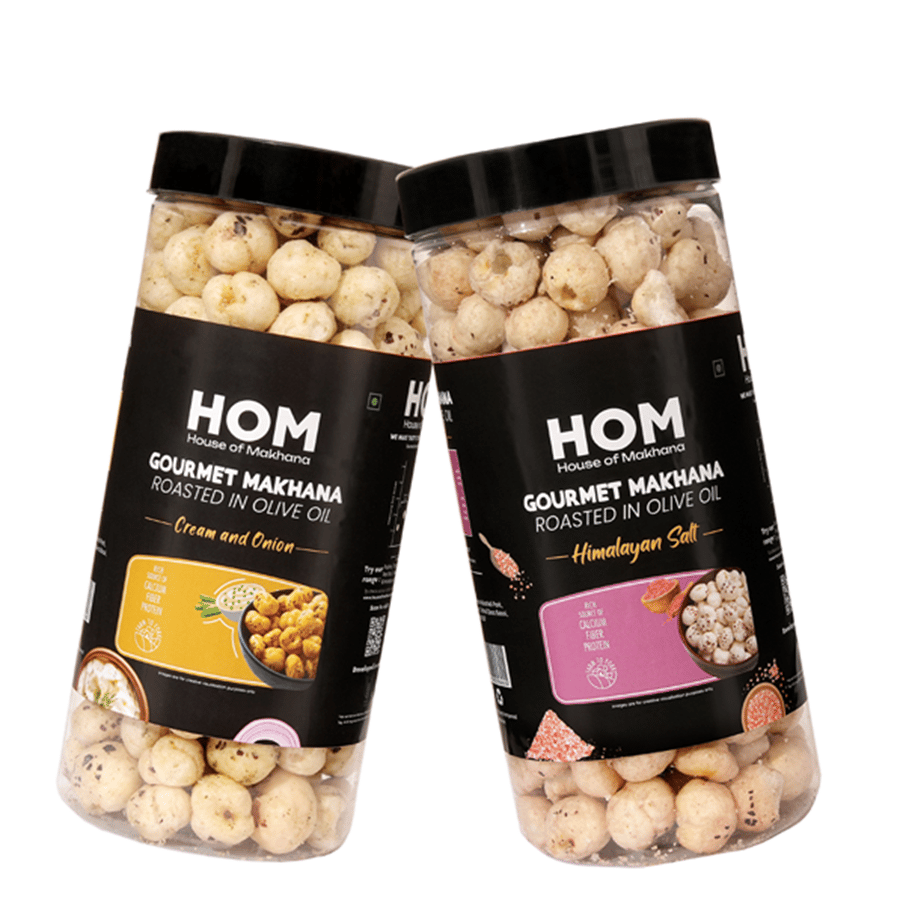 GOURMET MAKHANA Roasted in Olive Oil | Flavors Cream and Onion & Himalayan Salt | Combo Of 2, 65g Each. - 130 gm