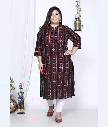 Swasti Cotton Printed Straight Women's Kurti - Black ( Pack of 1 )