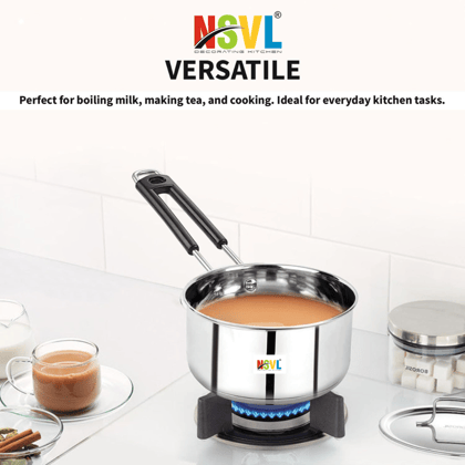 Nsvl Stainless Steel Sauce Pan, Tea Pan, Milk Pan Heavy Guage Sauce Pan 15 cm diameter 2 L capacity  (Stainless Steel, Non-stick, Induction Bottom)